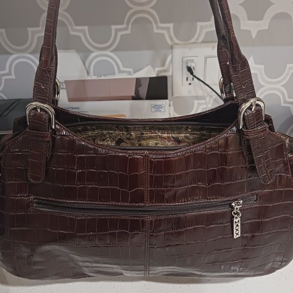 Maxx New York Bags Maxx Brown Leather Croc Shoulder Bag Poshmark